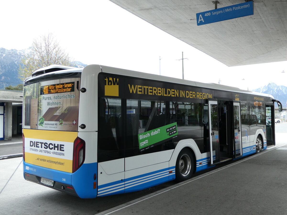 (248'485) - RTB Altst�tten - Nr. 348/SG 297'515 - MAN (ex BSW Sargans Nr. 348) am 13. April 2023 beim Bahnhof Buchs