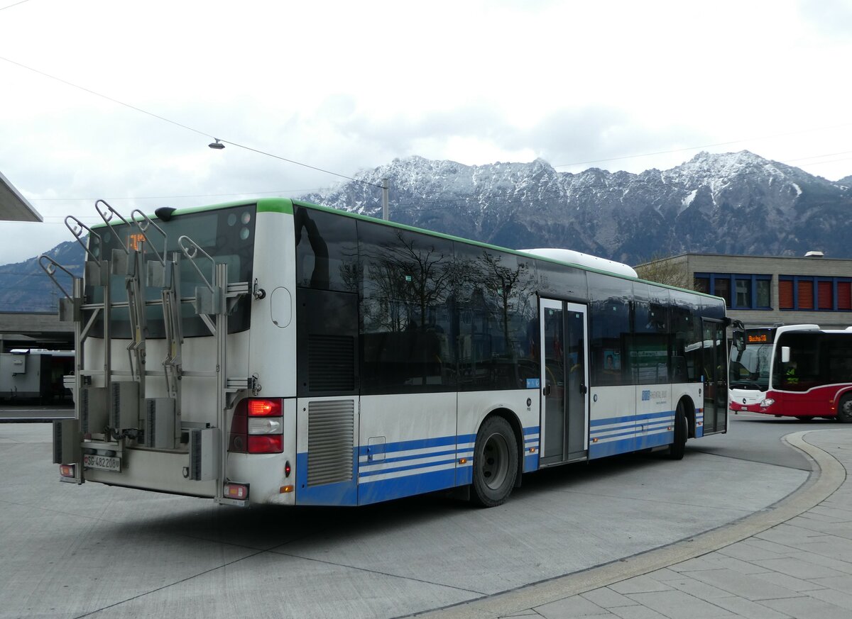 (248'494) - RTB Altst�tten - Nr. 912/SG 482'208 - MAN (ex PostBus/A BD 15'356) am 13. April 2023 beim Bahnhof Buchs