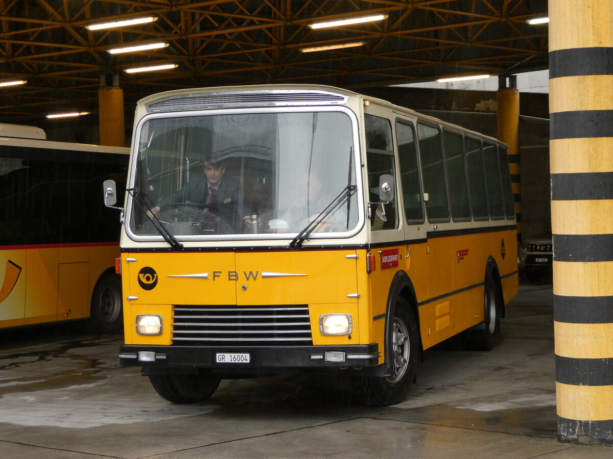 (248'668) - Wittwer, Chur - GR 16'004 - FBW/Gangloff (ex Eggenberger, M�riken; ex AVG Grindelwald Nr. 11; ex P 24'170) am 16. April 2023 in Thusis, Postautostation