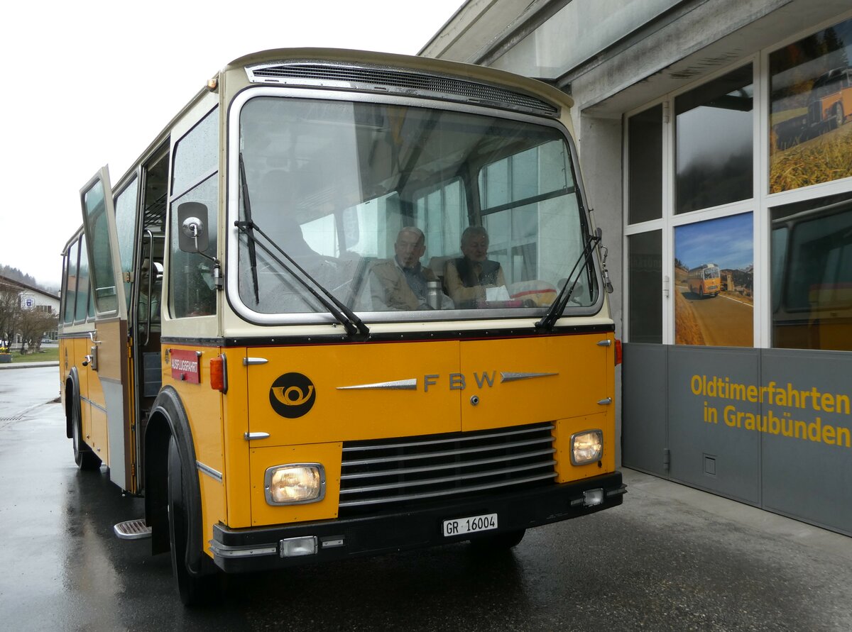 (248'675) - Wittwer, Chur - GR 16'004 - FBW/Gangloff (ex Eggenberger, M�riken; ex AVG Grindelwald Nr. 11; ex P 24'170) am 16. April 2023 in Andeer, Garage Gaudenz