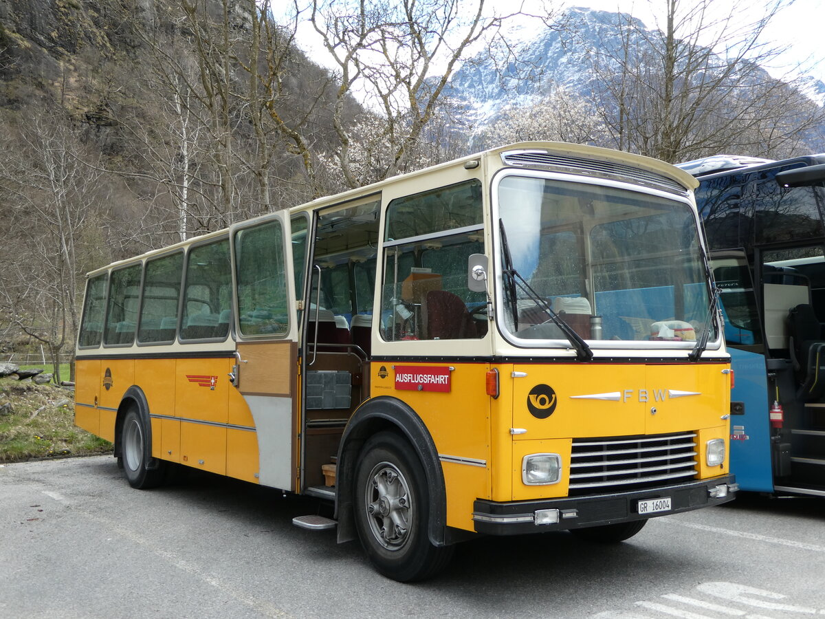 (248'695) - Wittwer, Chur - GR 16'004 - FBW/Gangloff (ex Eggenberger, M�riken; ex AVG Grindelwald Nr. 11; ex P 24'170) am 16. April 2023 in Sonogno