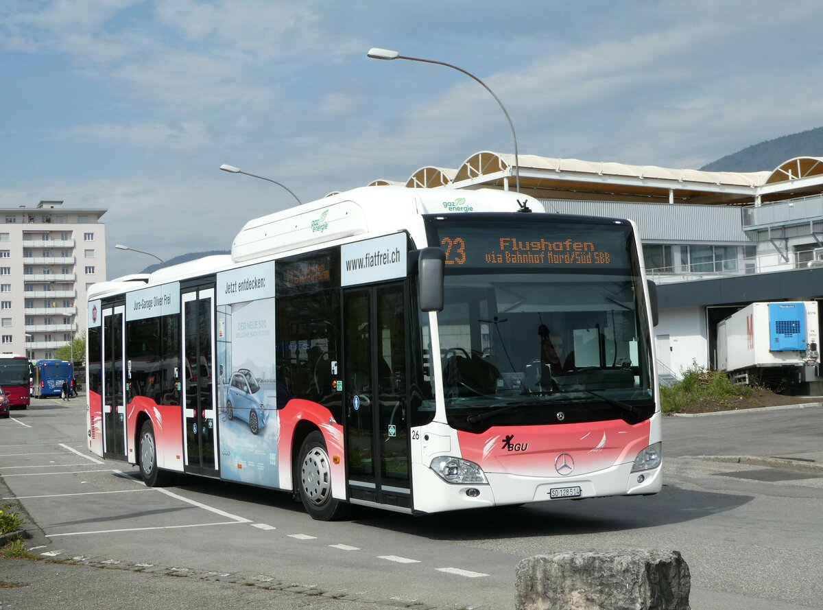 (249'012) - BGU Grenchen - Nr. 26/SO 128'514 - Mercedes am 22. April 2023 beim Bahnhof Grenchen S�d