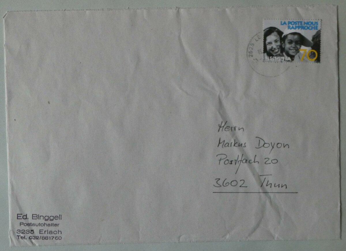 (249'074) - Binggeli-Briefumschlag vom 19. M�rz 1998 am 23. April 2023 in Thun