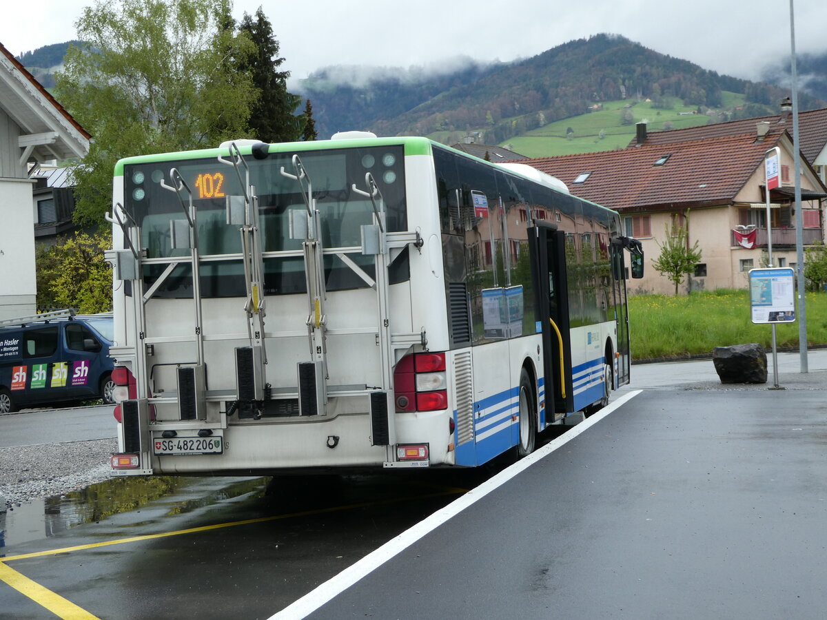 (249'096) - RTB Altst�tten - Nr. 910/SG 482'206 - MAN (ex PostBus/A BD 15'357) am 25. April 2023 beim Bahnhof Altst�tten