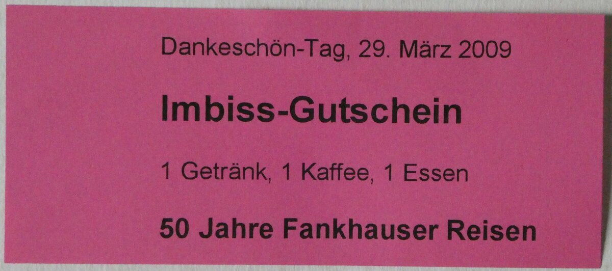 (249'291) - Fankhauser-Gutschein vom 29. M�rz 2009 am 30. April 2023 in Thun