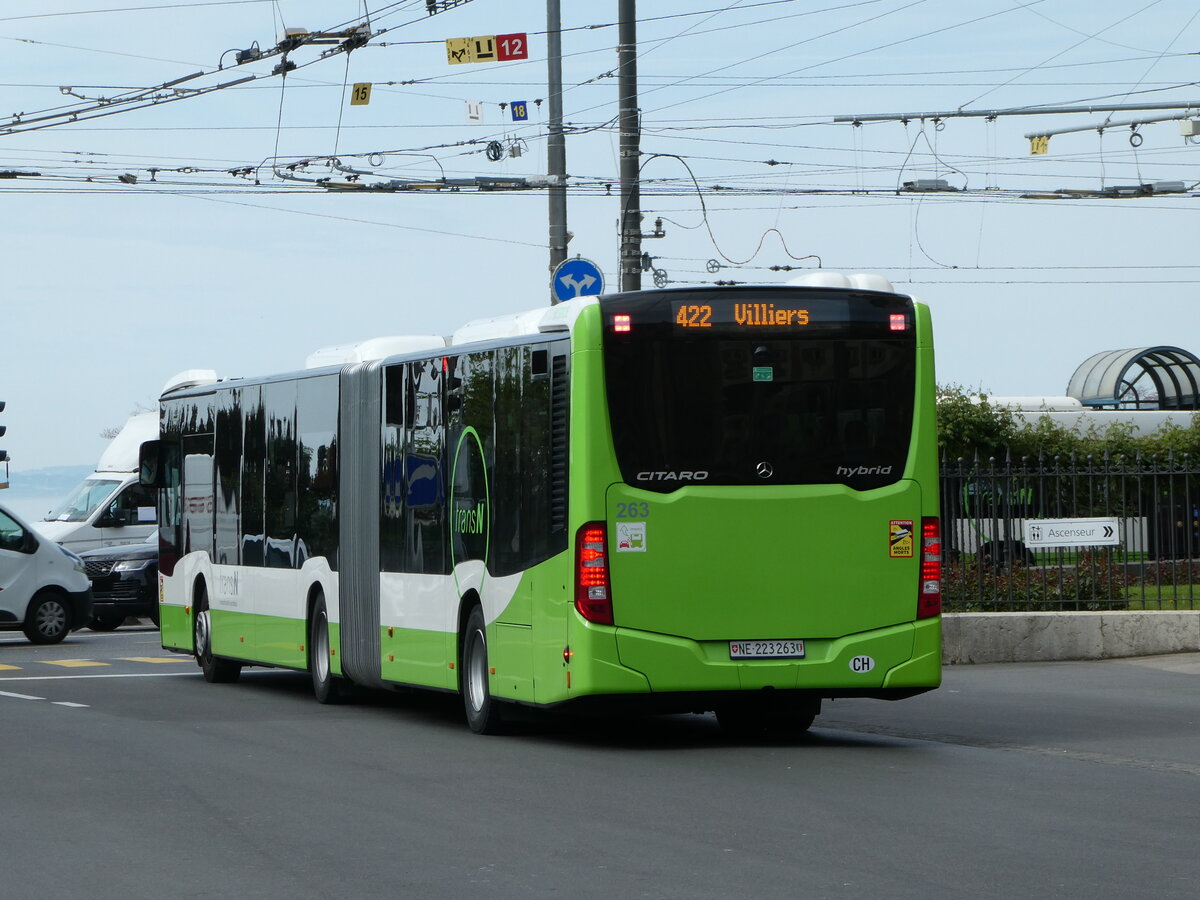 (249'588) - transN, La Chaux-de-Fonds - Nr. 263/NE 223'263 - Mercedes am 5. Mai 2023 in Neuch�tel, Place Pury