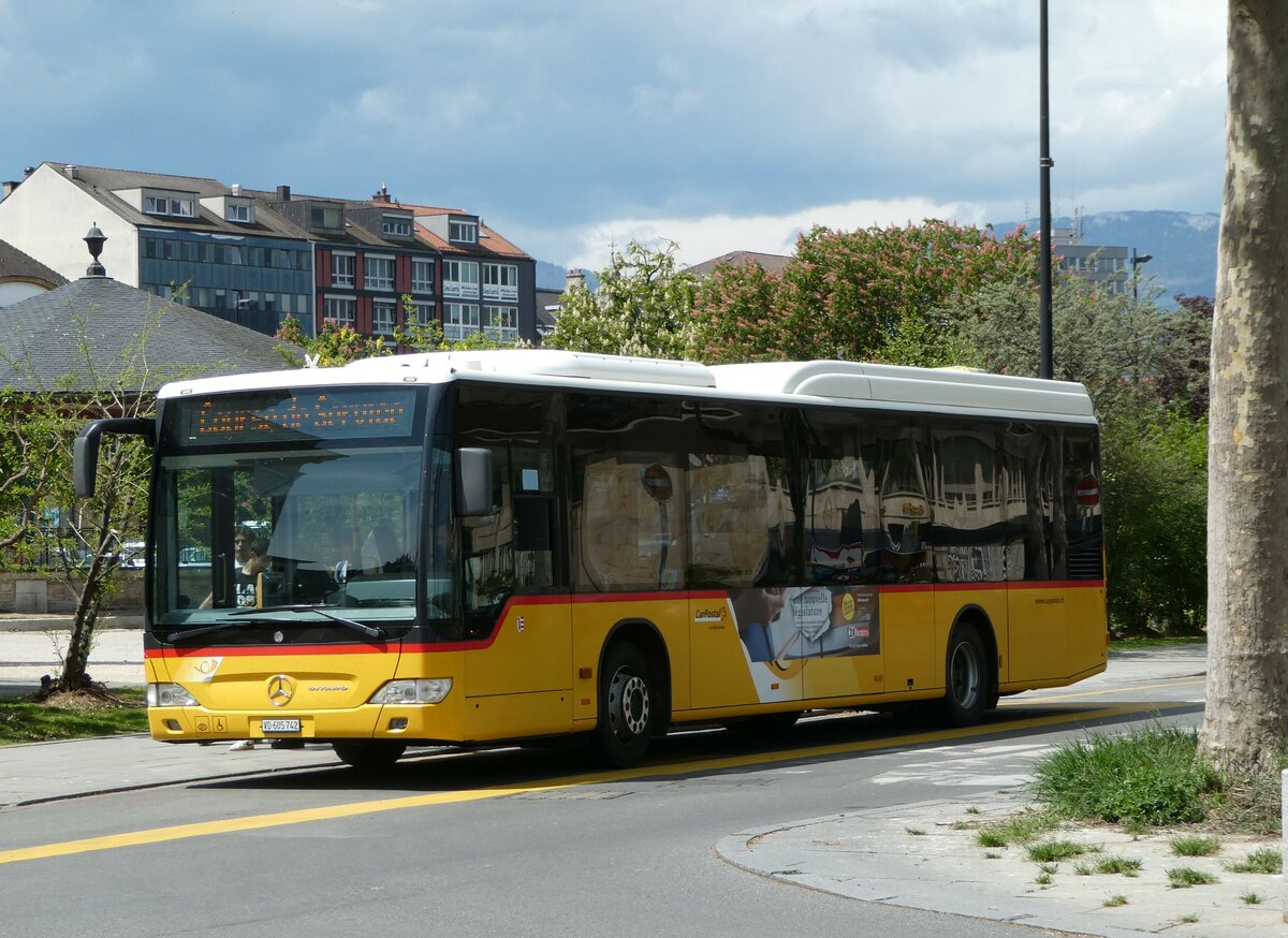 (249'650) - CarPostal Ouest - VD 605'742/PID 5509 - Mercedes (ex TSPG Saignel�gier) am 5. Mai 2023 beim Bahnhof Yverdon