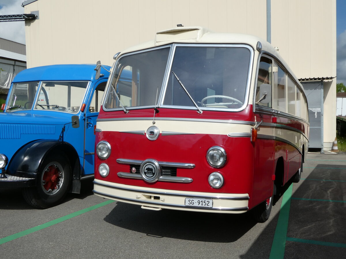 (249'728) - Sutter, Gossau - SG 9152 - Berna/R&J (ex Guggenb�hl, Brissago; ex VB Biel Nr. 110; ex VB Biel Nr. 10) am 6. Mai 2023 in Attikon, Wegm�ller