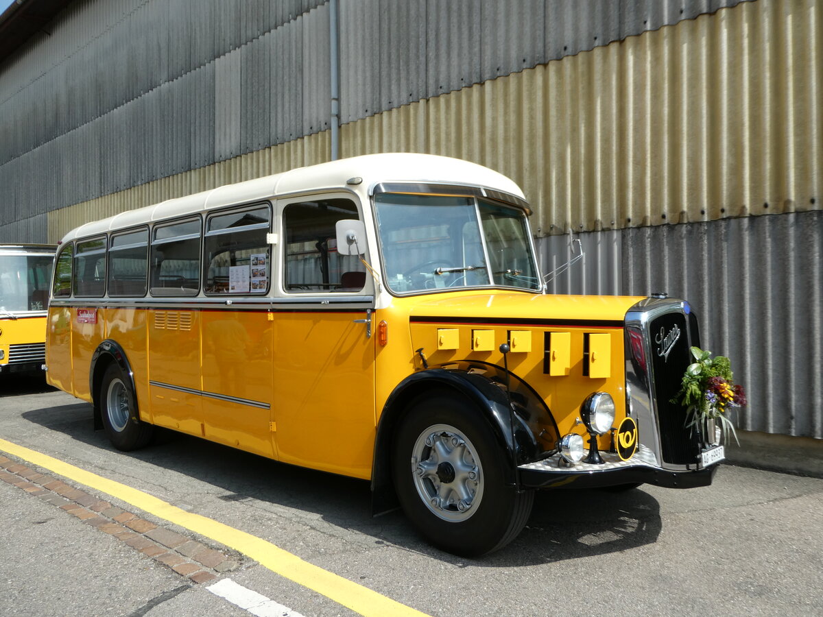 (249'752) - Bl�chlinger, Endingen - AG 69'937 - Saurer/T�scher (ex Dubach, Walde; ex Spescha, Andiast) am 6. Mai 2023 in Attikon, Wegm�ller