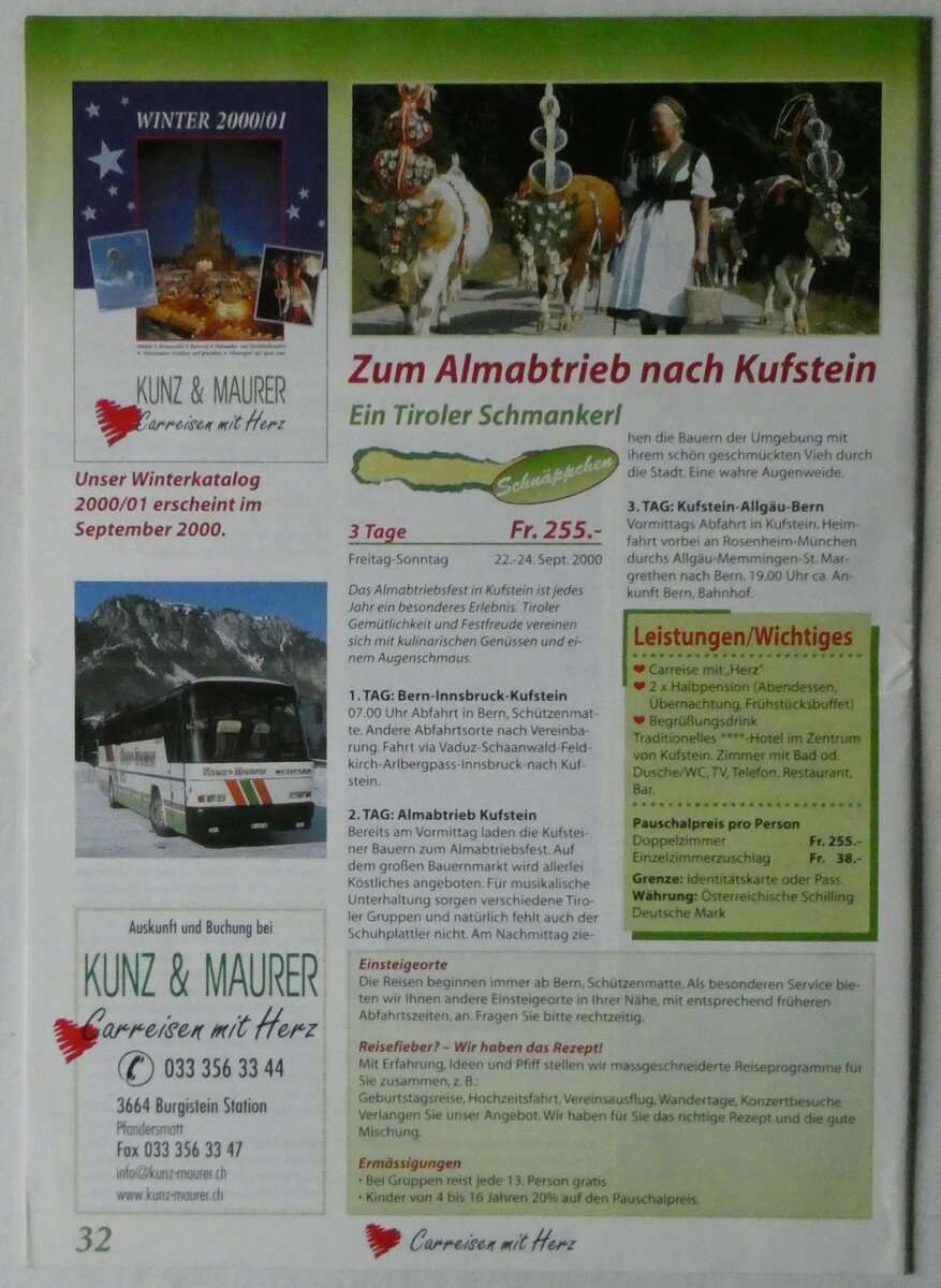 (250'017) - Kunz&Maurer-Reisen 2000 am 14. Mai 2023 in Thun (R�ckseite)