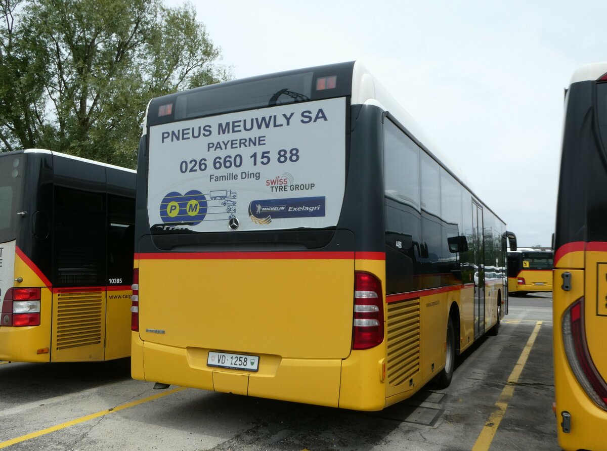 (250'203) - CarPostal Ouest - VD 1258/PID 4488 - Mercedes (ex TPB, S�deilles) am 18. Mai 2023 in Yverdon, Garage
