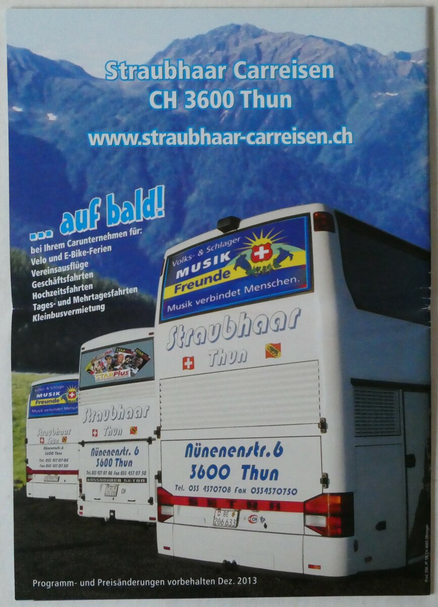 (251'346) - Straubhaar-Mit uns machte Reisen Freude! 2014 am 11. Juni 2023 in Thun (R�ckseite)