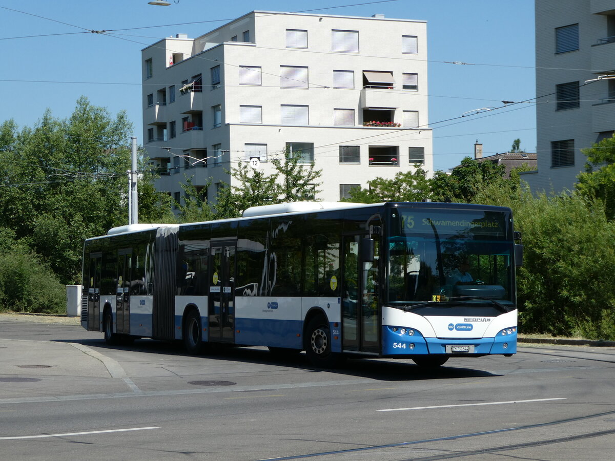 (251'419) - VBZ Z�rich - Nr. 544/ZH 730'544 - Neoplan am 13. Juni 2023 in Z�rich, Seebach