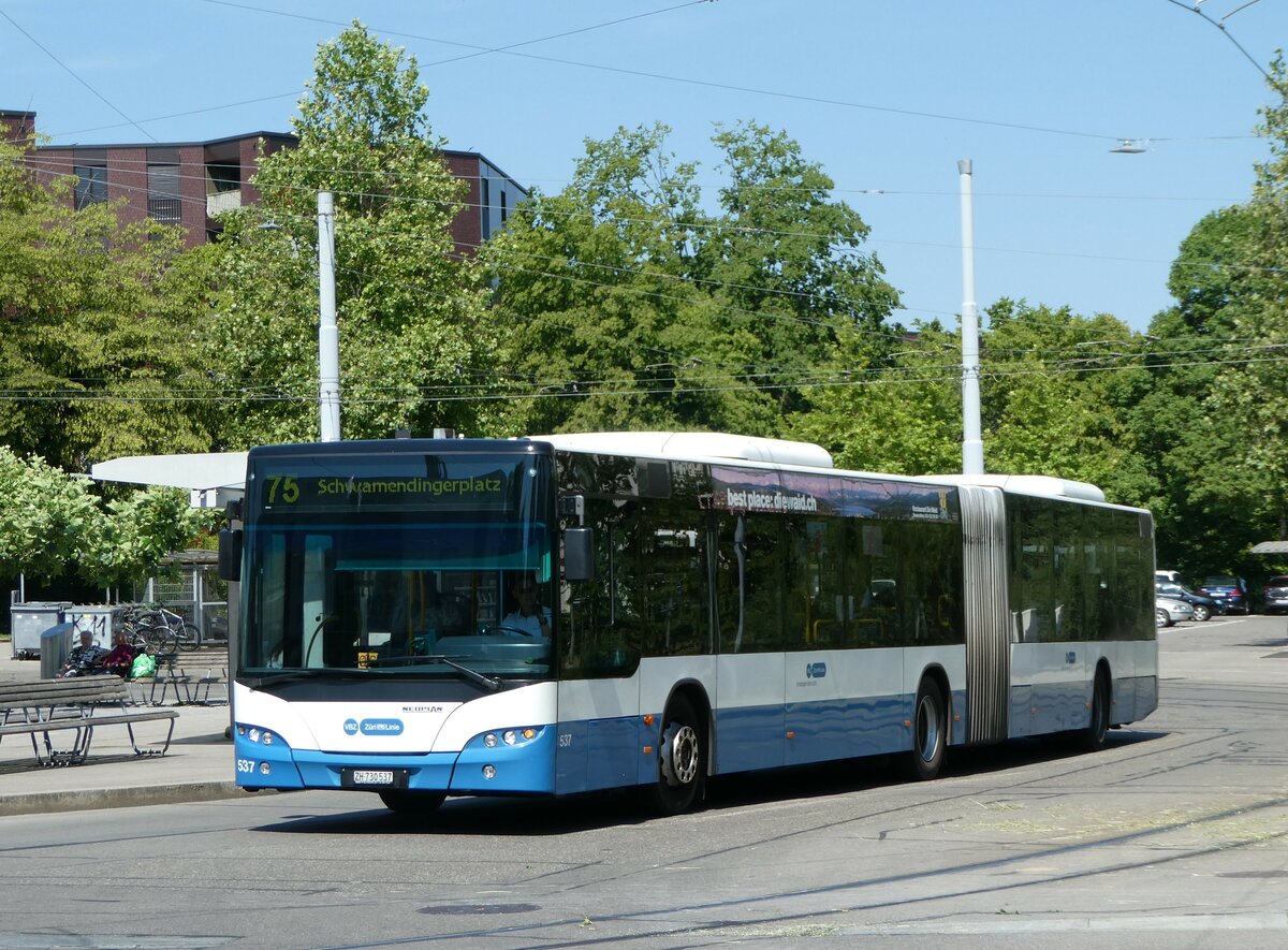 (251'423) - VBZ Z�rich - Nr. 537/ZH 730'537 - Neoplan am 13. Juni 2023 in Z�rich, Seebach