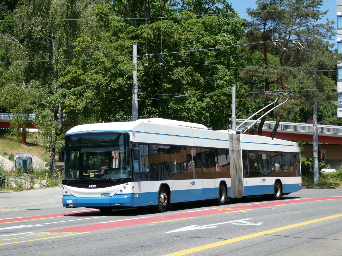 (251'447) - VBZ Z�rich - Nr. 149 - Hess/Hess Gelenktrolleybus am 13. Juni 2023 in Z�rich, Bucheggplatz