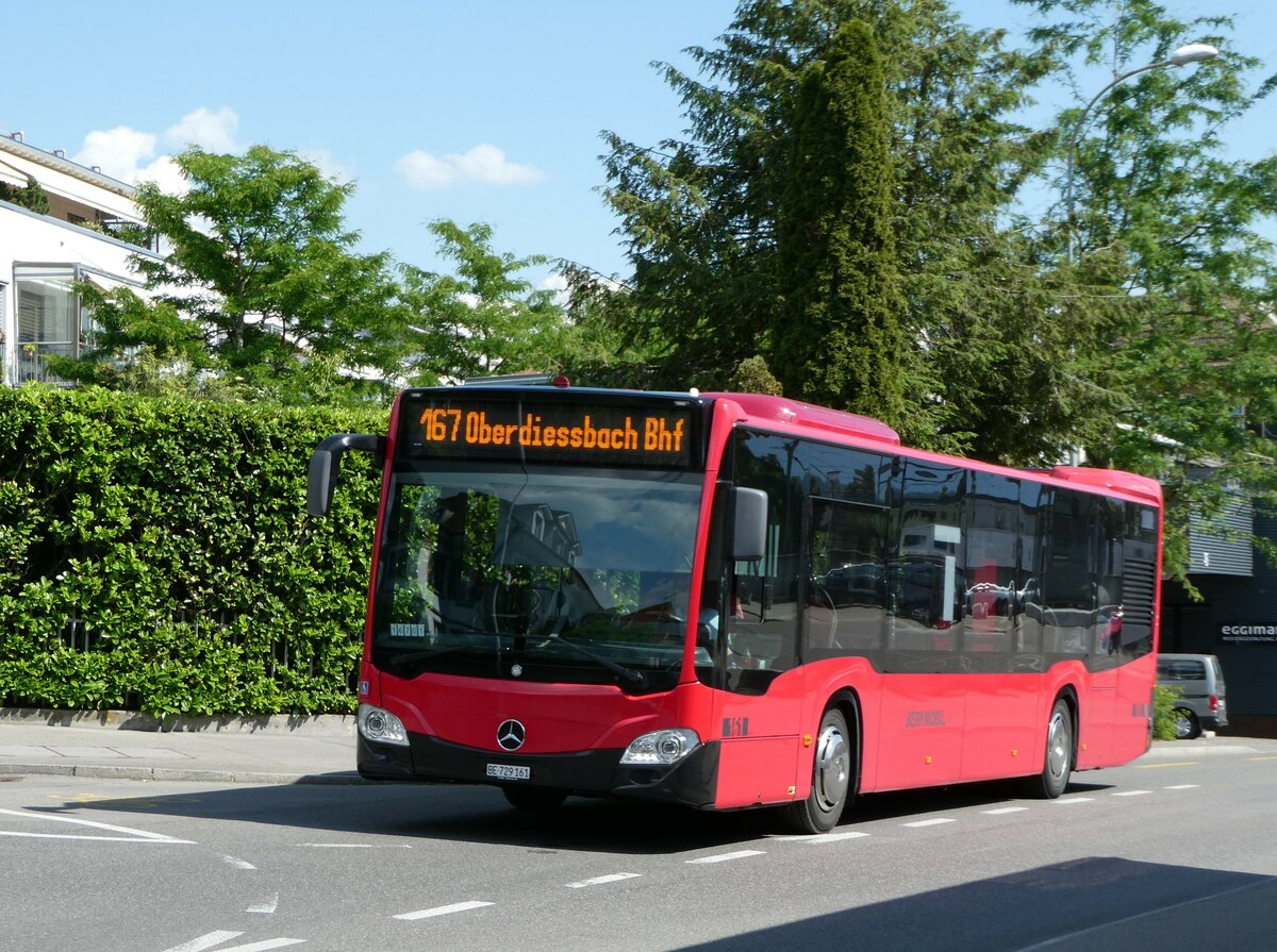 (251'565) - Bernmobil, Bern - Nr. 161/BE 729'161 - Mercedes am 15. Juni 2023 beim Bahnhof M�nsingen