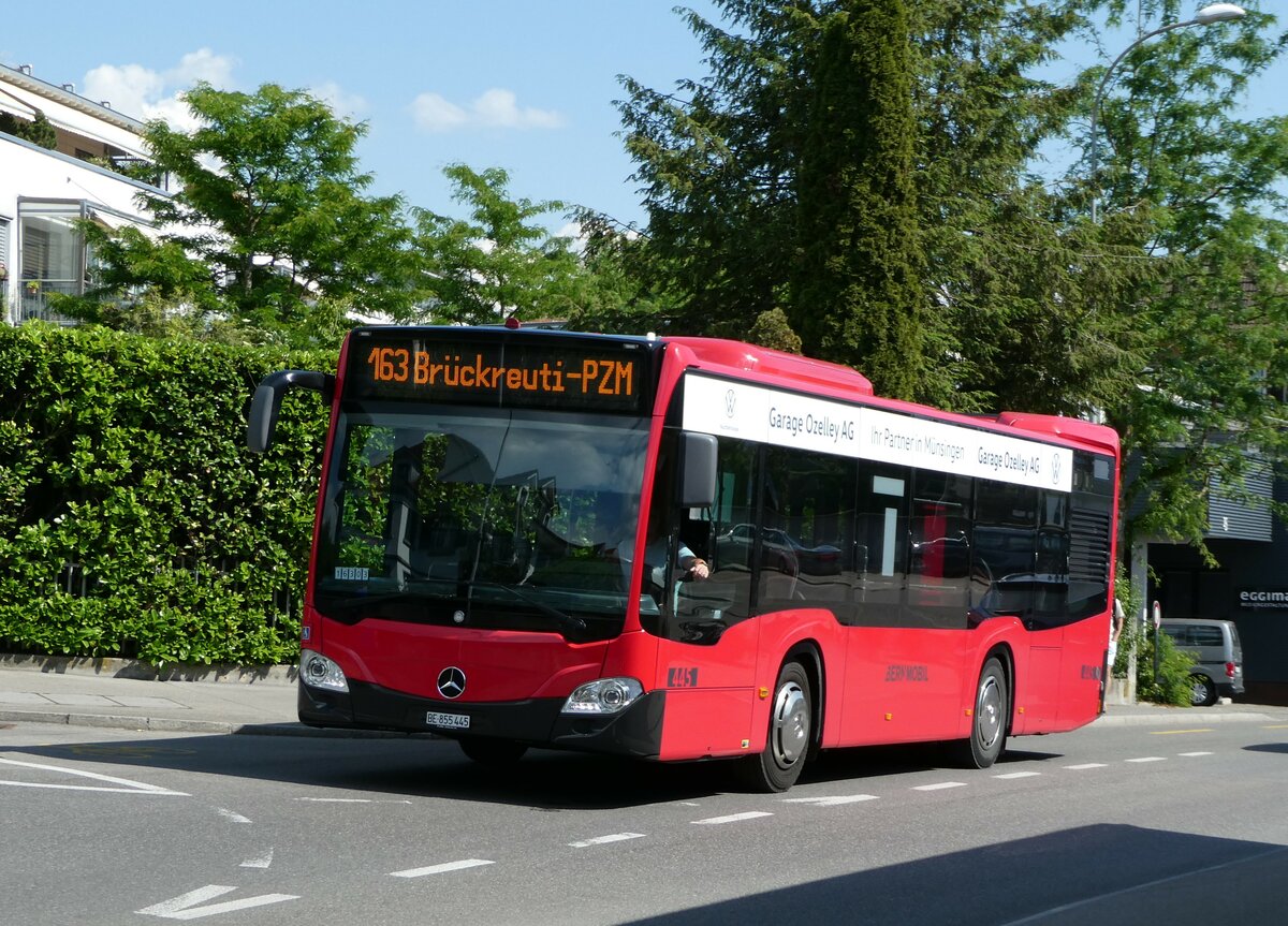 (251'566) - Bernmobil, Bern - Nr. 445/BE 855'445 - Mercedes am 15. Juni 2023 beim Bahnhof M�nsingen 