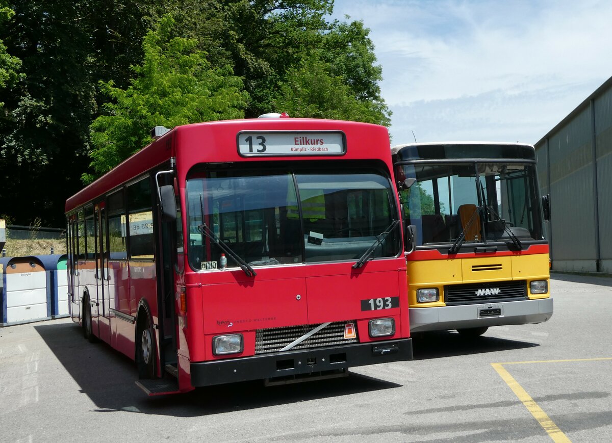 (251'695) - Bernmobil, Bern (SOB) - Nr. 193 - Volvo/Gangloff am 18. Juni 2023 in Burgdorf, �kihof Ziegelgut