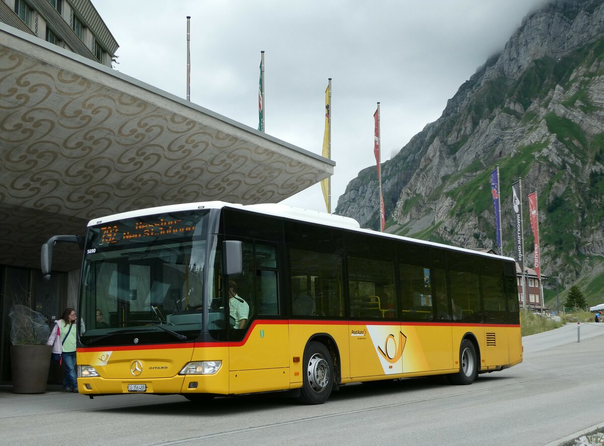 (252'340) - PostAuto Ostschweiz - SG 356'488/PID 5690 - Mercedes (ex Schmidt, Oberb�ren) am 4. Juli 2023 in Schw�galp, S�ntis-Schwebebahn