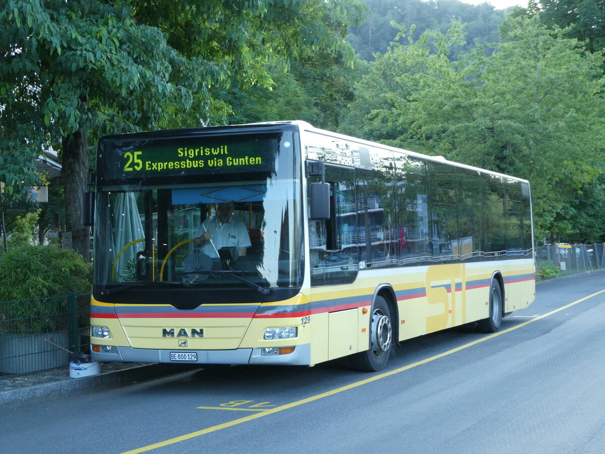 (252'528) - STI Thun - Nr. 129/BE 800'129 - MAN am 9. Juli 2023 bei der Schiffl�ndte Thun
