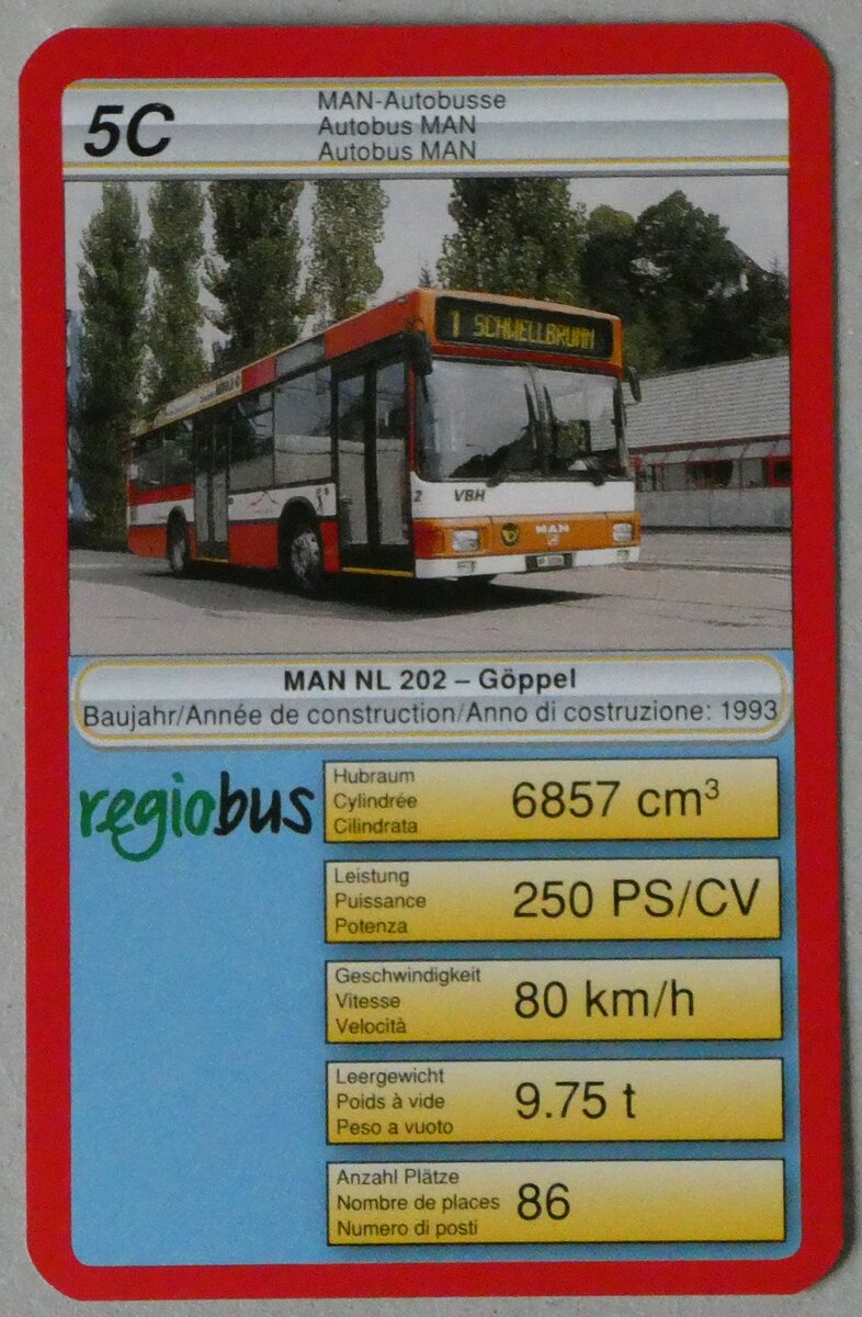(253'240) - Quartett-Spielkarte mit VBH-MAN/G�ppel Nr. 2 am 31. Juli 2023 in Thun