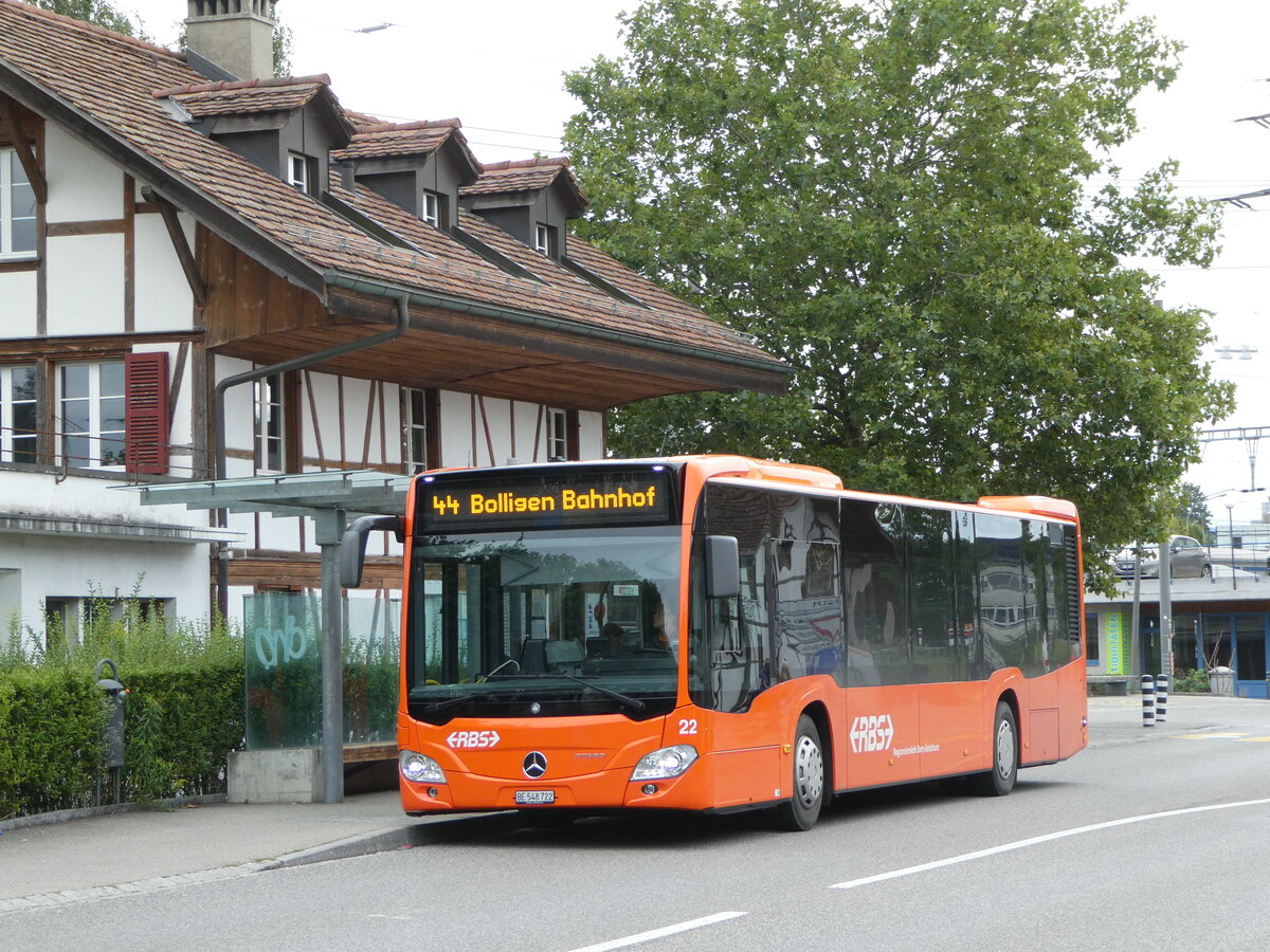 (253'535) - RBS Worblaufen - Nr. 22/BE 548'722 - Mercedes am 9. August 2023 beim Bahnhof G�mligen