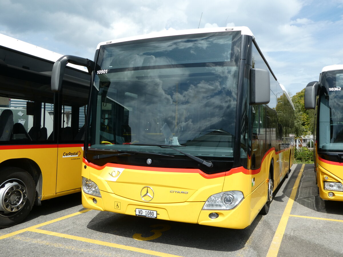 (253'747) - CarPostal Ouest - VD 1080/PID 10'901 - Mercedes (ex TPB, S�deilles) am 12. August 2023 in Yverdon, Garage