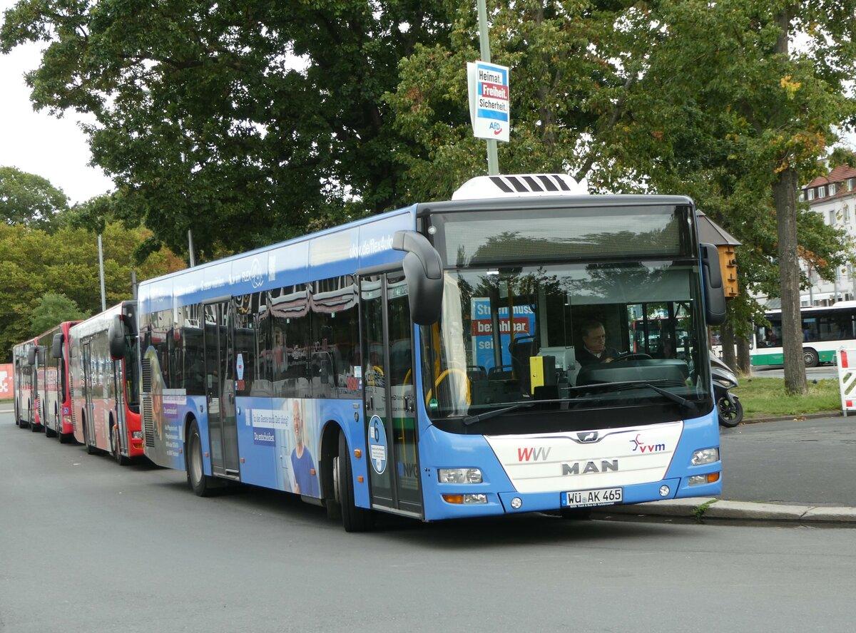 (254'314) - NVG W�rzburg - Nr. 465/W�-AK 465 - MAN am 29. August 2023 beim Bahnhof W�rzburg