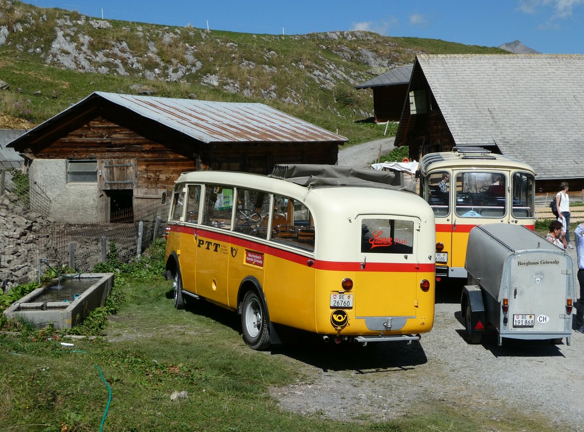 (255'063) - Schmid, Th�rishaus - Nr. 3/BE 26'760 - Saurer/Gangloff (ex Geiger, Adelboden Nr. 3) am 10. September 2023 auf der Bundalp