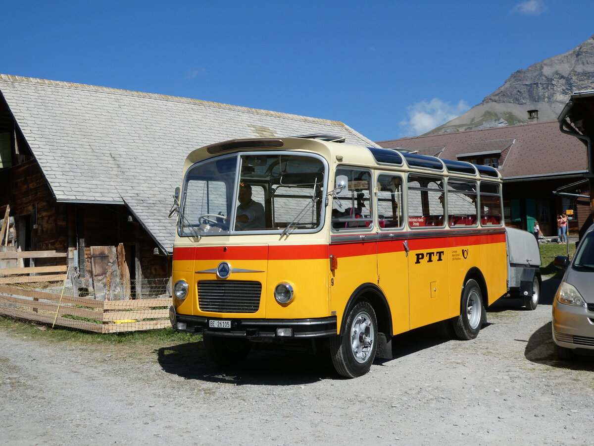 (255'091) - Schmid, Th�rishaus - Nr. 9/BE 26'105 - Saurer/R&J (ex Geiger, Adelboden Nr. 9) am 10. September 2023 auf der Bundalp