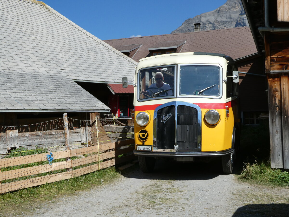 (255'095) - Schmid, Th�rishaus - Nr. 3/BE 26'760 - Saurer/Gangloff (ex Geiger, Adelboden Nr. 3) am 10. September 2023 auf der Bundalp