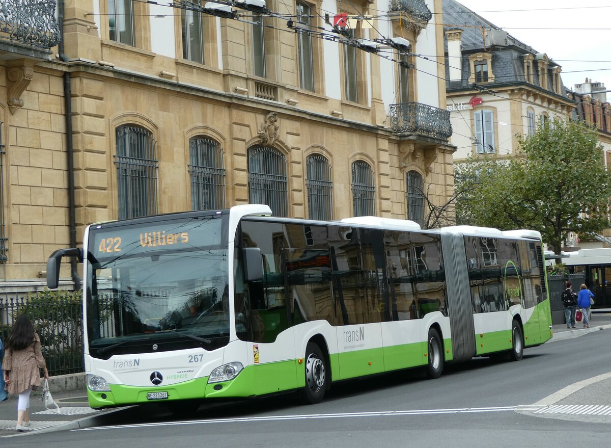 (255'232) - transN, La Chaux-de-Fonds - Nr. 267/NE 223'267 - Mercedes am 16. September 2023 in Neuch�tel, Place Pury