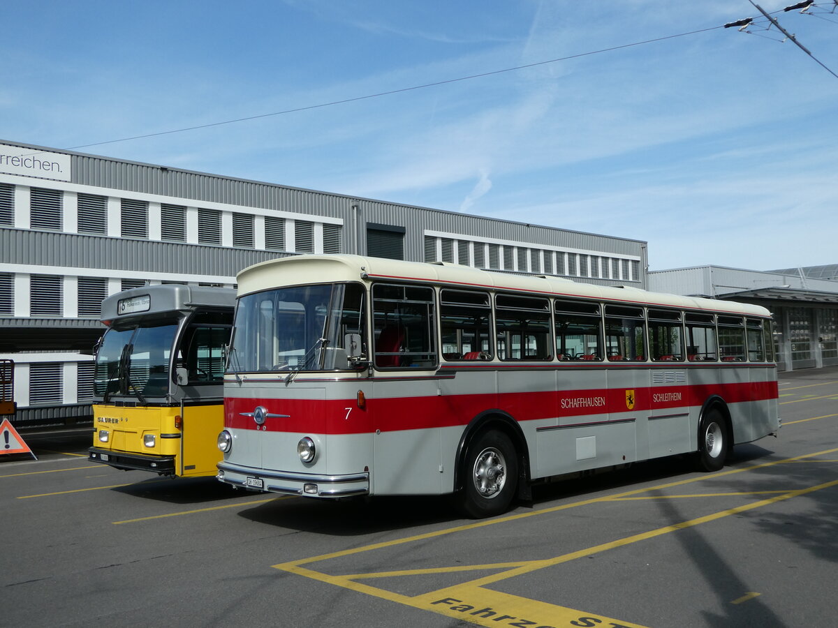 (255'364) - Borer, Neuhausen - Nr. 7/SH 19'684 - Saurer/T�scher (ex Heiniger, B�tzberg; ex ASS Schleitheim Nr. 22; ex ASS Schleitheim Nr. 7) am 17. September 2023 in Schaffhausen, Depot VBSH