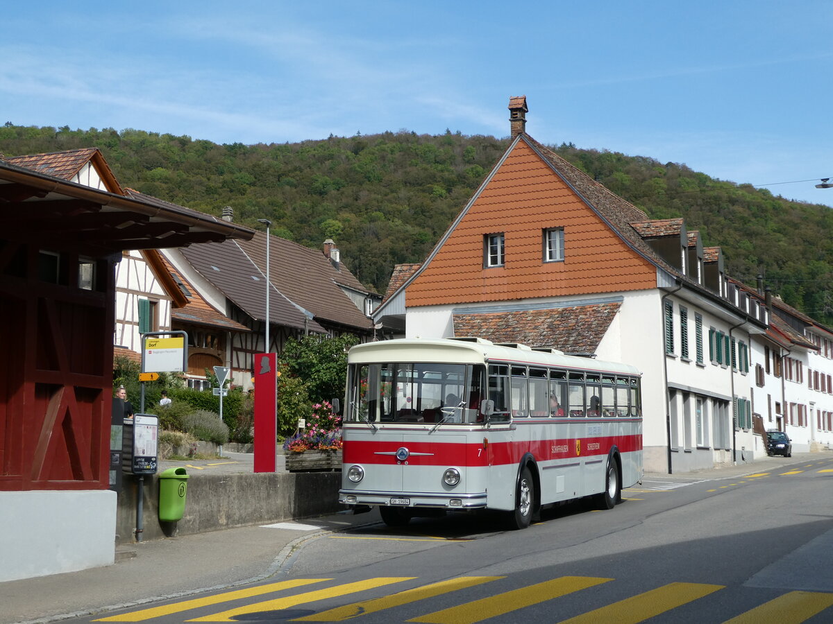 (255'371) - Borer, Neuhausen - Nr. 7/SH 19'684 - Saurer/T�scher (ex Heiniger, B�tzberg; ex ASS Schleitheim Nr. 22; ex ASS Schleitheim Nr. 7) am 17. September 2023 in L�hningen, Dorf