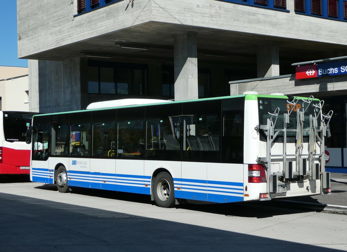 (255'619) - RTB Altst�tten - Nr. 912/SG 482'208 - MAN (ex PostBus/A BD 15'356) am 26. September 2023 beim Bahnhof Buchs