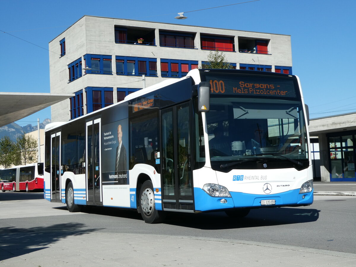 (255'623) - RTB Altst�tten - Nr. 41/SG 335'059 - Mercedes am 26. September 2023 beim Bahnhof Buchs