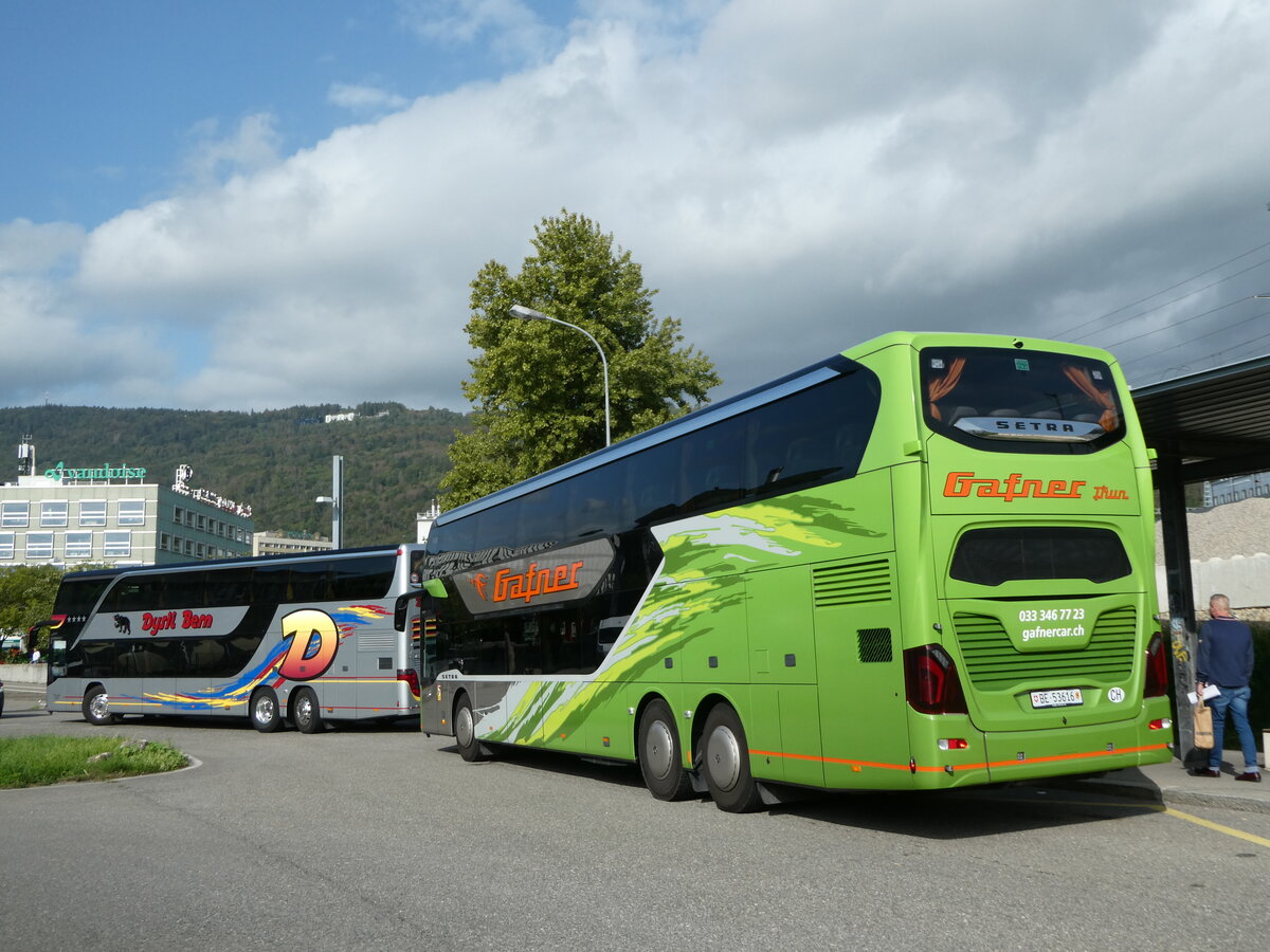 (255'713) - Gafner, Thun - Nr. 3/BE 53'616 - Setra (ex Sommer, Gr�nen; ex VIP Transport, LV-Riga) am 30. September 2023 in Biel, Car Terminal