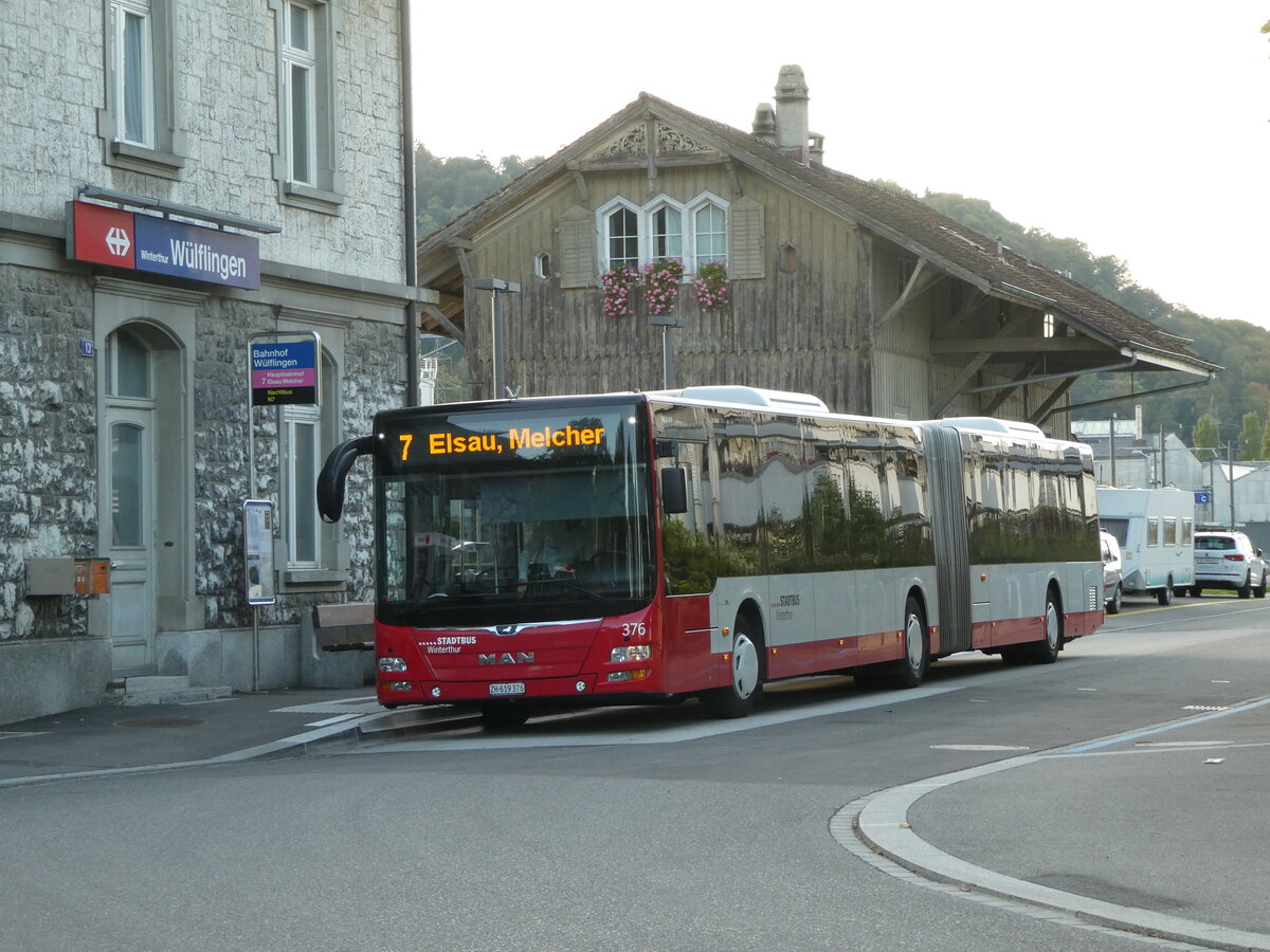 (256'013) - SW Winterthur - Nr. 376/ZH 619'376 - MAN am 7. Oktober 2023 beim Bahnhof Winterthur W�lflingen