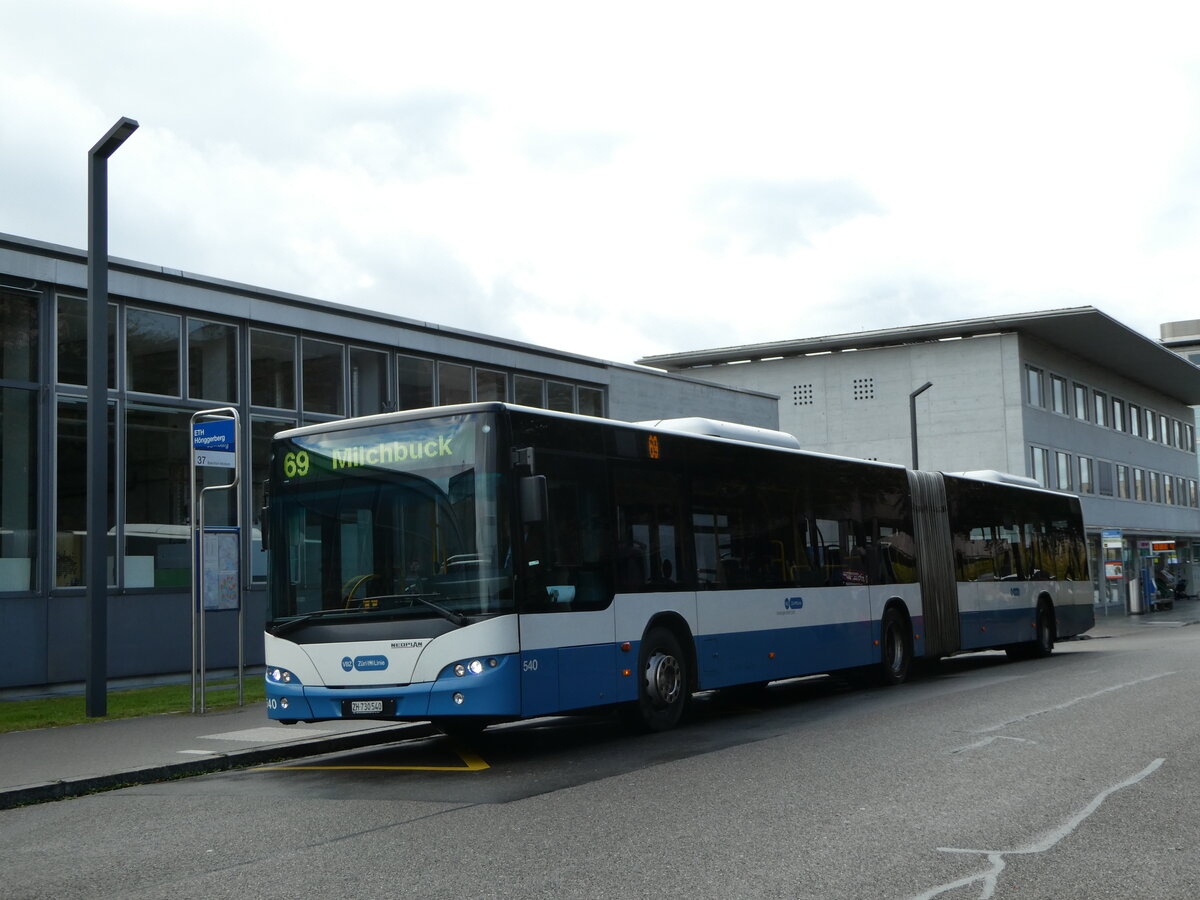 (256'216) - VBZ Z�rich - Nr. 540/ZH 730'540 - Neoplan am 21. Oktober 2023 in Z�rich, ETH H�nggerberg