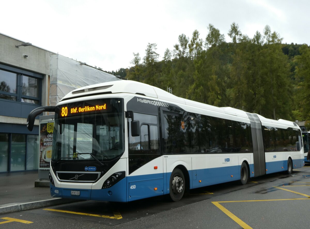 (256'223) - VBZ Z�rich - Nr. 450/ZH 907'450 - Volvo am 21. Oktober 2023 in Z�rich, Triemlispital