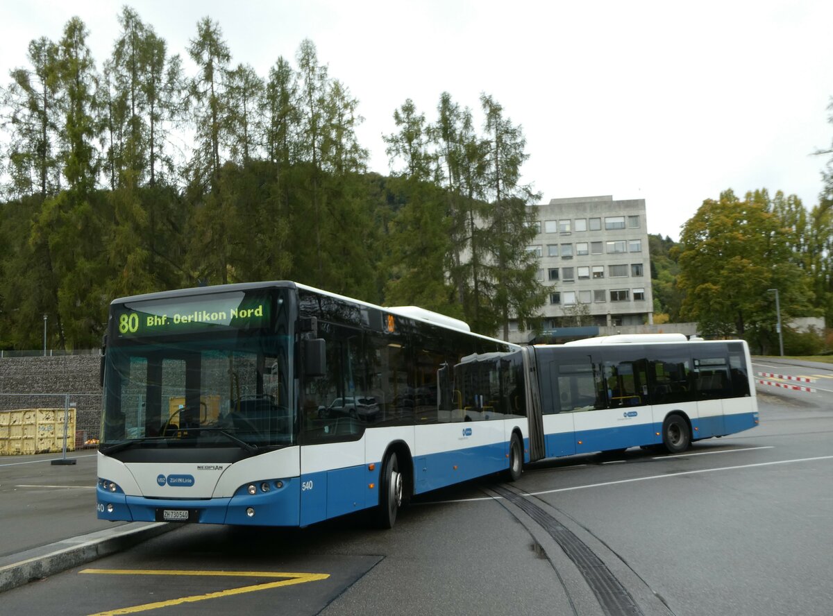 (256'225) - VBZ Z�rich - Nr. 540/ZH 730'540 - Neoplan am 21. Oktober 2023 in Z�rich, Triemlispital