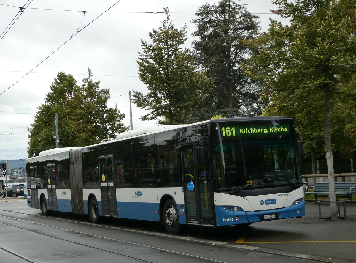 (256'242) - VBZ Z�rich - Nr. 540/ZH 730'540 - Neoplan am 21. Oktober 2023 in Z�rich, B�rkliplatz
