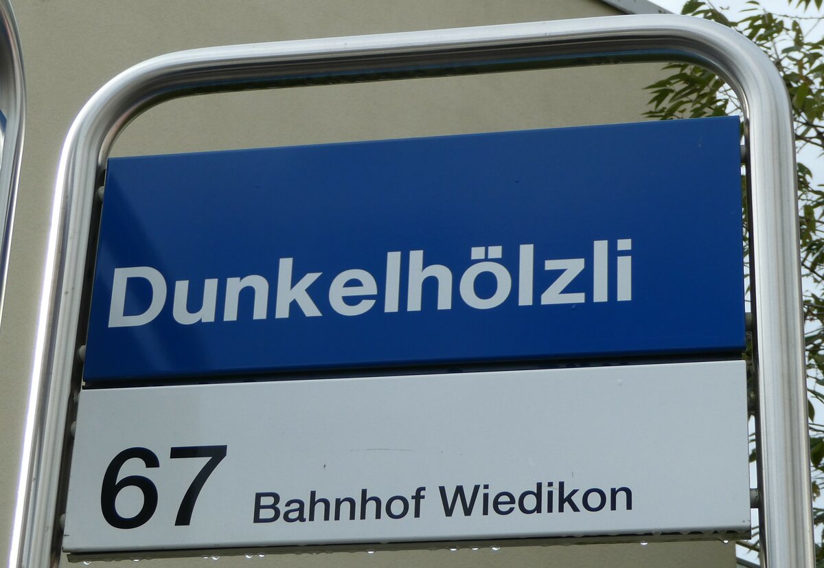 (256'266) - ZVV-Haltestellenschild - Z�rich, Dunkelh�lzli - am 21. Oktober 2023