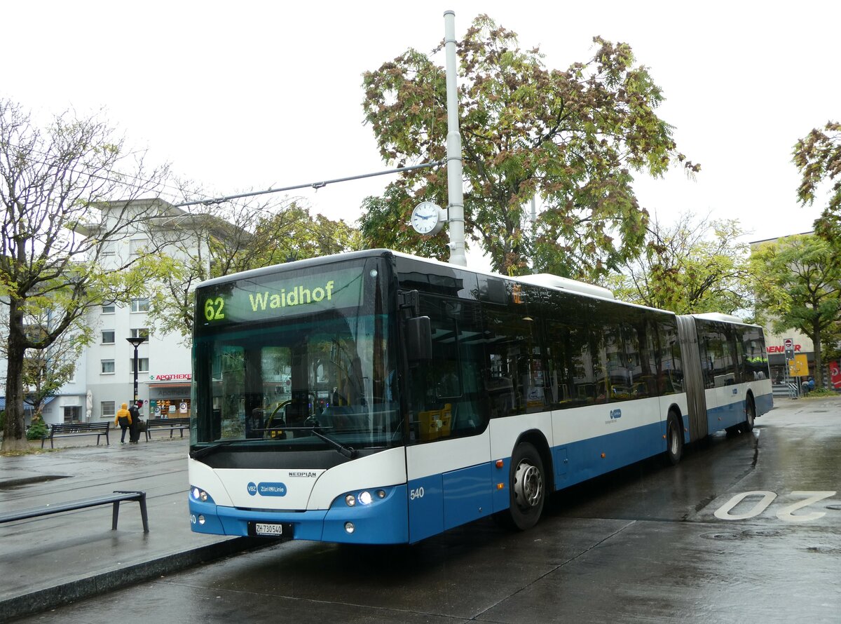 (256'323) - VBZ Z�rich - Nr. 540/ZH 730'540 - Neoplan am 21. Oktober 2023 in Z�rich, Schwamendingerplatz