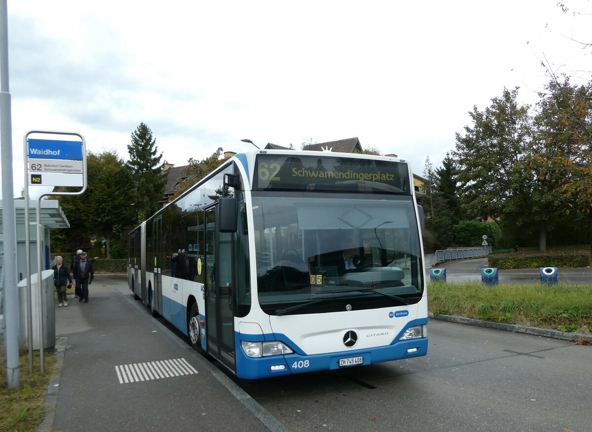 (256'339) - VBZ Z�rich - Nr. 408/ZH 745'408 - Mercedes am 21. Oktober 2023 in Z�rich, Waidhof
