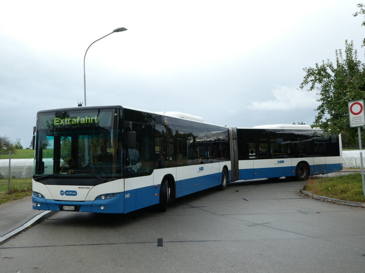 (256'343) - VBZ Z�rich - Nr. 540/ZH 730'540 - Neoplan am 21. Oktober 2023 in Z�rich, Waidhof