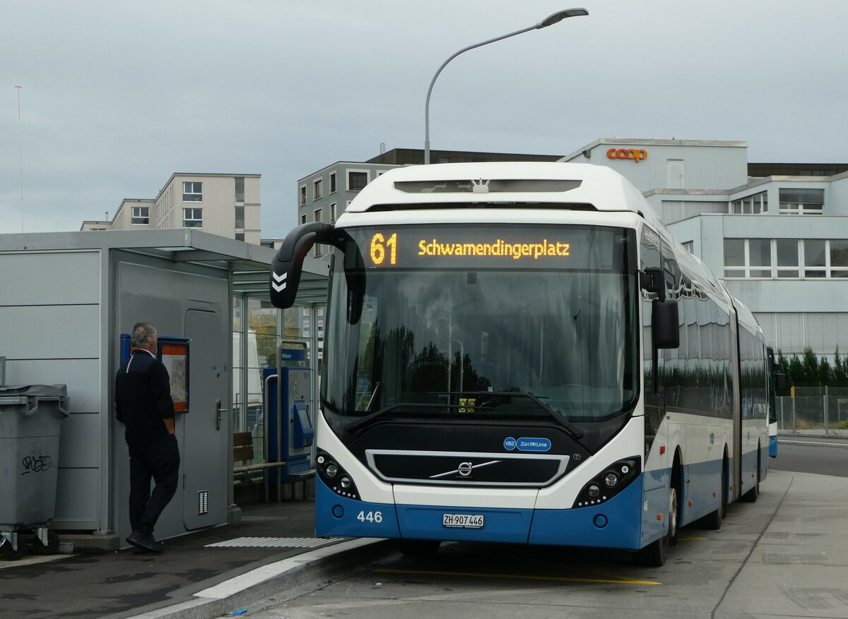 (256'347) - VBZ Z�rich - Nr. 446/ZH 907'446 - Volvo am 21. Oktober 2023 in Z�rich, M�hlacker
