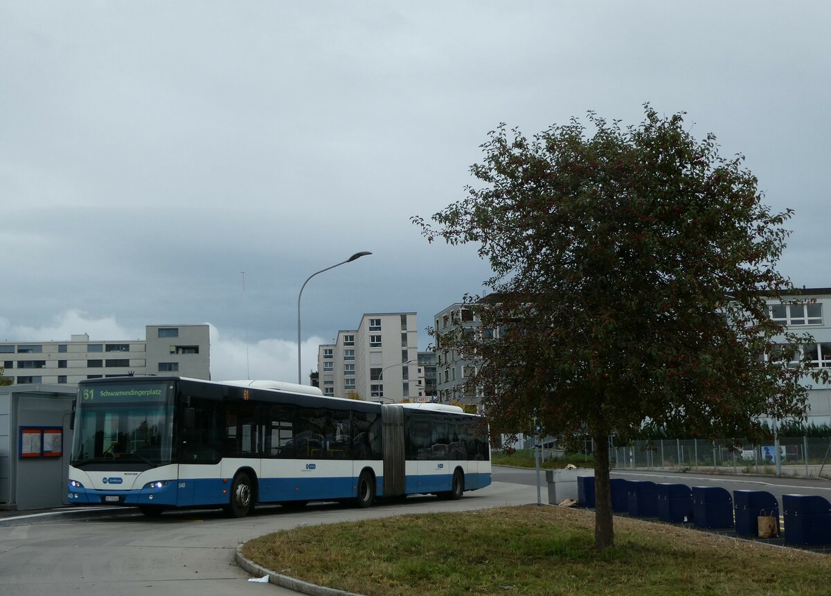 (256'348) - VBZ Z�rich - Nr. 540/ZH 730'540 - Neoplan am 21. Oktober 2023 in Z�rich, M�hlacker