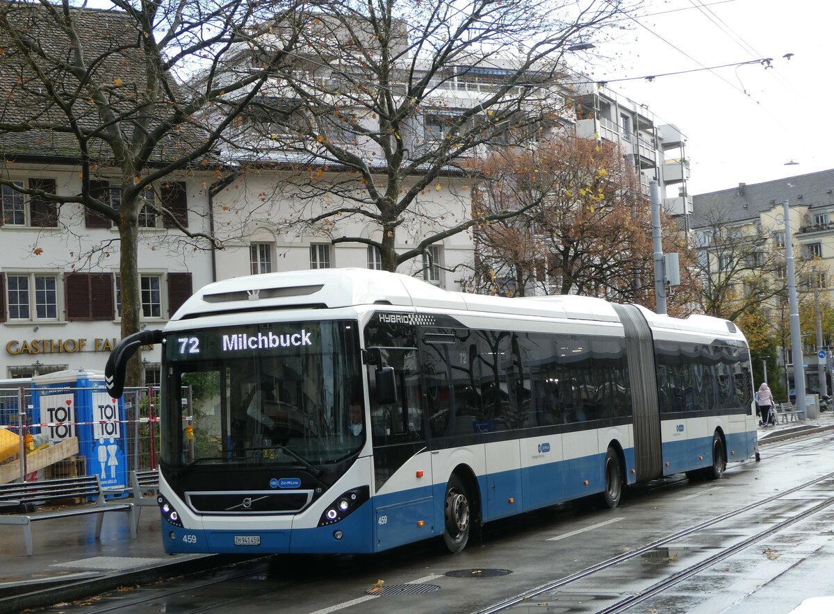 (257'222) - VBZ Z�rich - Nr. 459/ZH 941'459 - Volvo am 24. November 2023 in Z�rich, Schmiede Wiedikon
