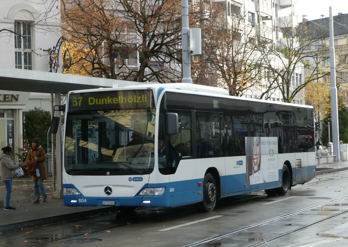 (257'230) - VBZ Z�rich - Nr. 604/ZH 745'604 - Mercedes am 24. November 2023 in Z�rich, Schmiede Wiedikon